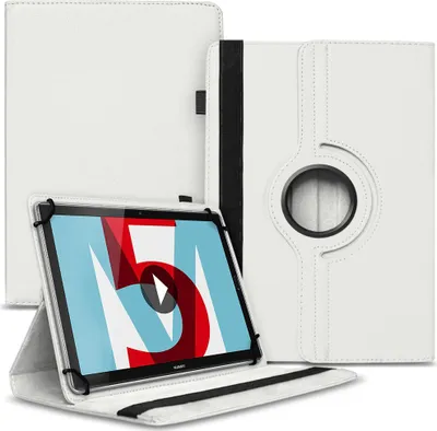 Produktbild von Schutzhülle Huawei MediaPad M5 Lite Tablet Hülle Tasche Case Cover 360° DrehbarFarbe 360 Uni:Weiss
