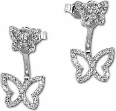 Produktbild von SilberDream weiß Ear Cuff Schmetterling Zirkonia 925 Silber Ohrstecker GSO448W