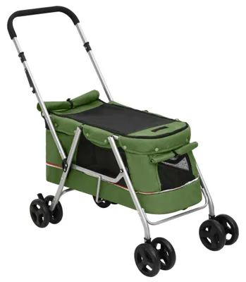 Produktbild von vidaXL Hundewagen Faltbar Grün 100x49x96 cm Leinenstoff