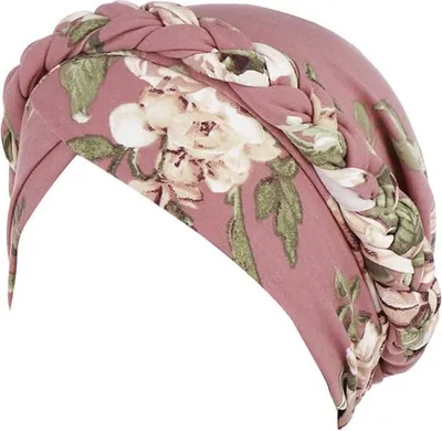 Produktbild von Baumwolle Turban Mütze Muslim Hijab Kopftuch Beanie Chemo Hut für Krebs Haarausfall Chemotherapie, Rosa