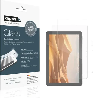 Produktbild von 2x Schutzfolie für AWOW AIBOOK 11 10.1 Zoll matt - Anti-Shock 9H Folie dipos Glass Kunststoffglas