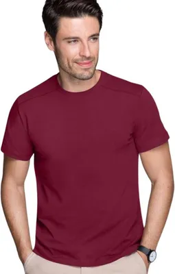 Produktbild von Dekoriertes Herren-T-Shirt, 95% Baumwolle, 5% Elasthan, unbedruckt, einfarbig, 180g/m2, Farbe garnet, Größe XL