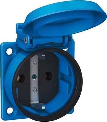 Produktbild von ABL Einbau-SCHUKO-Steckdose, 1561050 blau IP54 m. Schraubanschluss