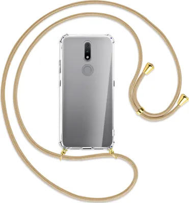 Produktbild von Handykette Backcover-Schutzhülle mit Band (Metall goldfarben) für Nokia 2.4 - caramel