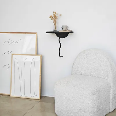 Image de Skye Decor, Leo - Noir, Anthracite, Étagère murale, 100 % BOIS MASSIF, Noir, 35 x 35 cm