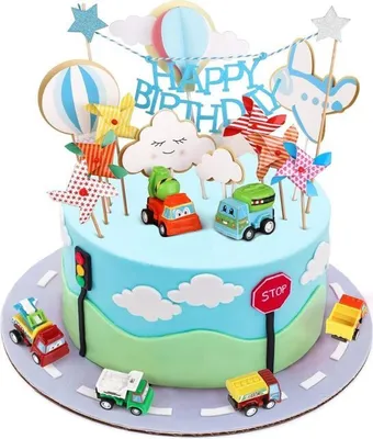 Immagine prodotto di Joyoldelf Cake toppers 1° compleanno ragazzo decorazione torta auto decorazione torta giocattolo decorazione torta unicorno decorazione compleanno ragazzo regalo compleanno ragazzo