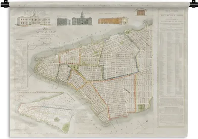 Produktbild von MuchoWow® Wandteppich Wandbehang Karte - New York - Jahrgang 120x90 cm Tapisserie Dekoration Wandtuch - Wohnen - Aufhänger für die Wand