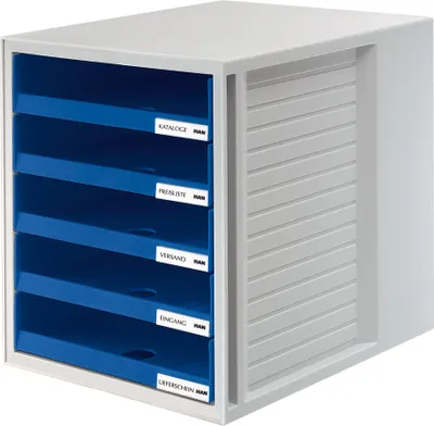Immagine prodotto di HAN 1401-14 Cassettiera SCHRANK-SET - A4/C4, 5 cassetti aperti, grigio chiaro/blu