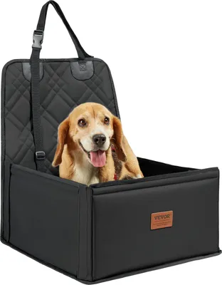 Produktbild von VEVOR Hundeautositz, Hundesitzerhöhung fürs Auto mit Stützrahmen, Haustierautositz mit ansteckbarer Sicherheitsleine, Baumwollfüllung, Hundeautobett für kleine Hunde bis 26 lbs, Schwarz