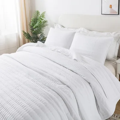 Immagine prodotto di Copriletto da giorno 220 x 240 cm, in microfibra, bianco, adatto per letto e divano