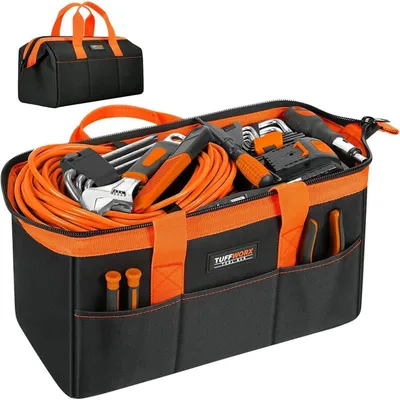Image de Sac à outils robuste avec poignées, noir et orange