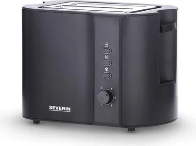 Produktbild von SEVERIN Automatik-Toaster mit 2 Toastschlitzen, mit Brötchenaufsatz, Edelstahl, zum Toasten, Auftauen und Erwärmen, 800 W, schwarz/matt, AT 9552 Toaster Toaster 2 Scheiben Toaster Edelstahl Toaster Mit Brötchenaufsatz