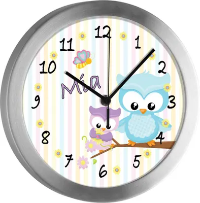 Produktbild von Kinderzimmer Funkwanduhr, Funkuhr Wanduhr Kinder, Eule  25 cm