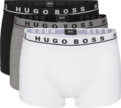 Produktbild von BOSS BUSINESS Herren Boxershorts Logoschriftzug 3er Pack weiß/grau/schwarz Größe S