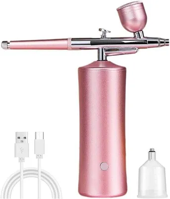 Immagine prodotto di Pistola aerografo portatile da 0,3 mm - Senza fili - Adatta per graffiti, nail art e trucco - Colore rosa