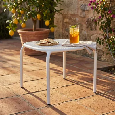 Immagine prodotto di Milani Home - Tavolo In Metallo Per Bar Da Esterno Giardino, Cm 41x41x43,5 H - Bianco