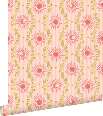 Produktbild von ESTAhome Tapete Sonnchen Rosa, Rot und Grün 50 x 900 cm