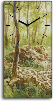 Produktbild von Dekor Leinwand Uhr Wandbilder 30x60 Malerei Wald Bäume Felsen Natur Kunst - schwarze Hände