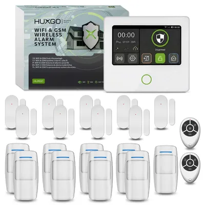 Produktbild von HUXGO Alarmanlage WLAN GSM 4G Set 9x Bewegungsmelder, 9x Türsensor App HXA502
