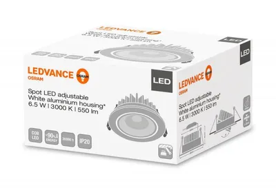 Obrázok produktu pre Osram 4058075000148, Zapustené bodové osvetlenie, 1 žiaroviek, LED, 6,5 W, 3000 K, Čierna, Biela