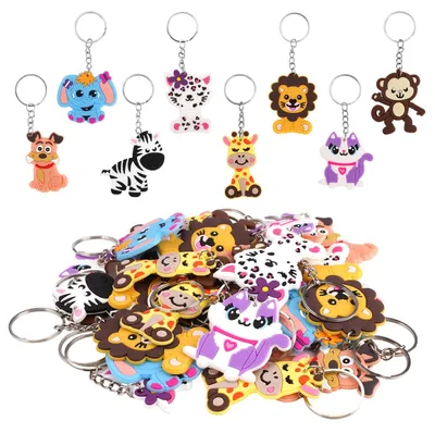 Image de Porte-clés – Motif animal en silicone – 32 pièces – Multicolore