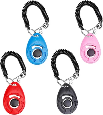Productafbeelding van Clicker voor Honden en Katten - Trainingsfluitje met Riem - 4 Stuks - Huisdiertraining