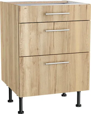 Produktbild von Optifit Schubladenunterschrank Erik290 BxTxH 60 x 58,4 x 87 cm wildeiche strukturiert matt zerlegt KFER U636-8E+