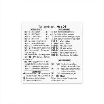 Produktbild von INF Deutsche Tastenkombinationsaufkleber für Mac OS/Windows/Excel