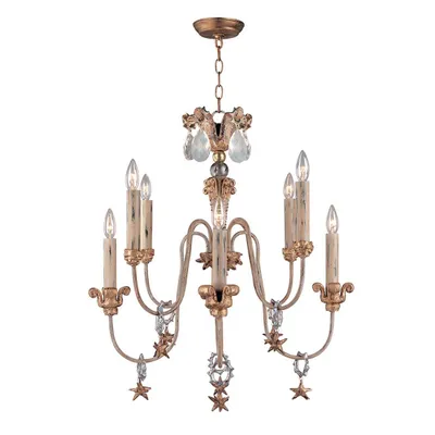 Zdjęcie produktu dla Żyrandol Mignon złoto-srebrny 8xE14x60W metal wym:269,9x63,5x63,5cm IP20 Flambeau