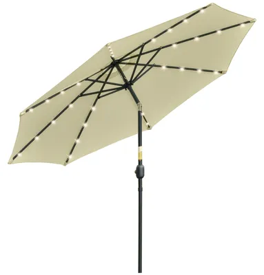 Immagine prodotto di Ombrellone da Giardino Inclinabile Ø265 cm con 32 Luci LED Solari e Manovella Beige