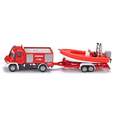 Produktbild von SIKU Blister - požární vozidlo Unimog s člunem