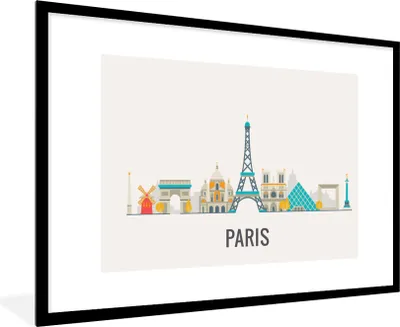 Produktbild von MuchoWow® MuchoWow® Gerahmtes Poster Frankreich - Paris - Skyline 90x60 cm - Poster mit zchwarzem Bilderrahmen - Wanddekoration - Fotos