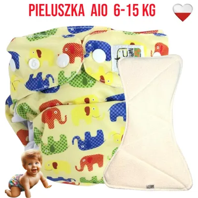 Immagine prodotto di Pannolini riutilizzabili all-in-one in bambù NappiMe, con allegro motivo di elefanti