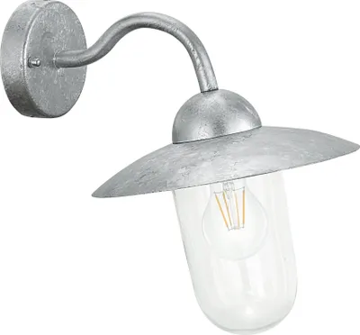 Produktbild von EGLO Außen-Wandlampe Milton, 1 flammige Außenleuchte, Wandleuchte aus Stahl feuerverzinkt in Silber und Glas, E27 Fassung, IP44