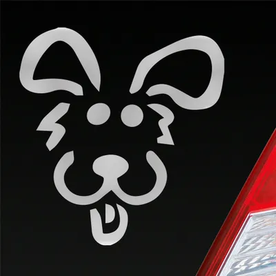 Produktbild von Auto Aufkleber Hund Dog Animal Tier Süß Comic 10x9 cm Silber Sticker Heckscheibenaufkleber