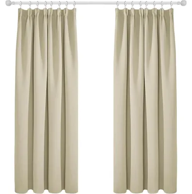 Produktbild von Kräuselband Gardinen Wohnzimmer Blickdicht Thermo 183x168cm Beige 2er Set