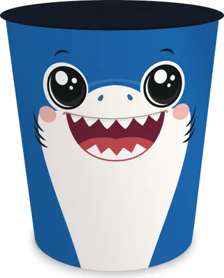 Produktbild von itenga Papierkorb Tiermotiv - HAI - Kawaii Design- ca 11 Liter