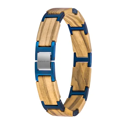 Immagine prodotto di Bracciale Edenhölzer bracciale in legno bracciale in legno acciaio inox marrone blu