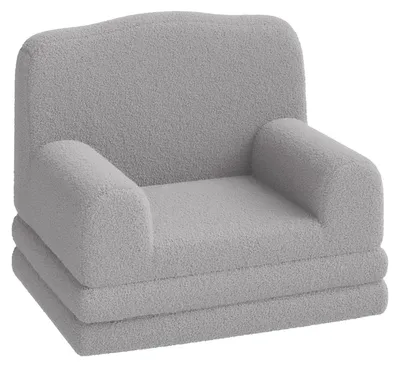 Image de Fauteuil de lecture pour enfants, canapé convertible et canapé-lit, housse lavable, gris