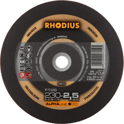 Obrázok produktu pre Rezný kotúč Rhodius FT26 230x2,5 mm rovný