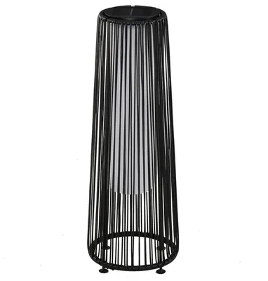 Image de Lampe solaire en rotin - Lampadaire - Capteur crépusculaire automatique - Pour l'extérieur - Montage requis - Noir