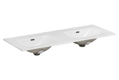Zdjęcie produktu dla SKY120D/DP-8099 Umywalka podwójna ceramiczna do mebli, biała, 121 x 46 cm