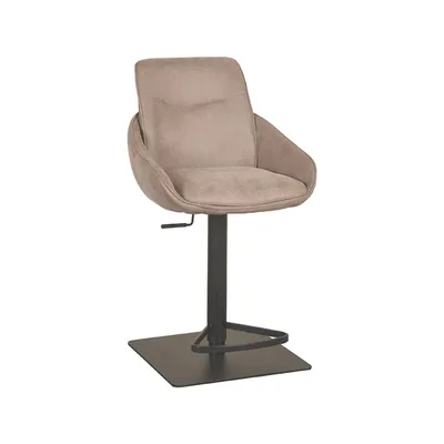 Produktbild von LABEL51 Barhocker Beauty – Taupe – Mikro-Wildleder – 58,5 x 52 x 88 cm