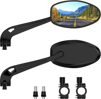 Produktbild von Fahrradspiegel - Schwarz - 13 x 7,1 cm - Konkav-konvexer Rückspiegel für Fahrräder - Geeignet für E-Bikes und Mountainbikes