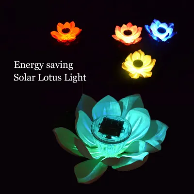 Obrázek produktu pro Vodotěsná solární LED plovoucí lampa ve tvaru lotosového květu s měnícími se barvami, do zahrady, barevná, bílá