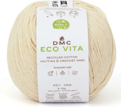 Zdjęcie produktu dla DMC Eco Vita – ekologiczna przędza składająca się w 80% z bawełny z recyklingu i w 20% z włókien, nr 388 (kolor 3)