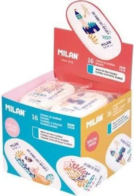 Imagen del producto de Milan Gummi, forma ovalada, modelo 1416, serie especial, historia, reloj, caja de 16 unidades, color blanco