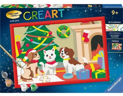 Produktbild von CreArt, Malen nach Zahlen Kinder - Pfoten-Weihnachten