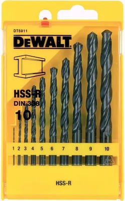 Zdjęcie produktu dla Dewalt DT5911 10-częściowy zestaw wierteł do metalu HSS-R 1 - 10 mm