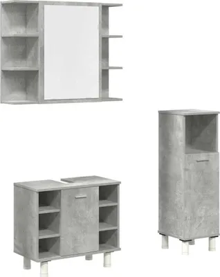 Produktbild von 3-tlg. Badmöbel-Set Betongrau Holzwerkstoff